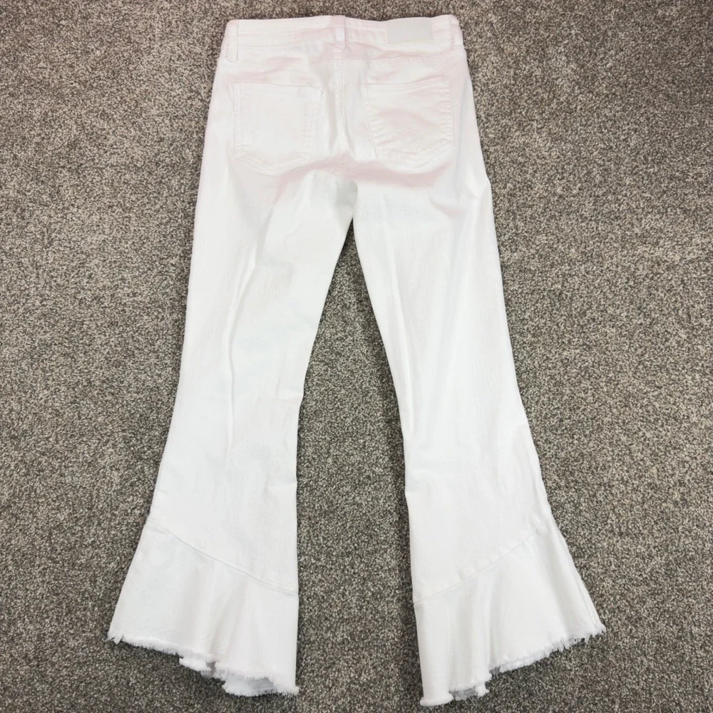 Pistola P6907FTN-SLO Flare Jeans Womens 27 White Ruffle Frayed Hem Y2K Boho